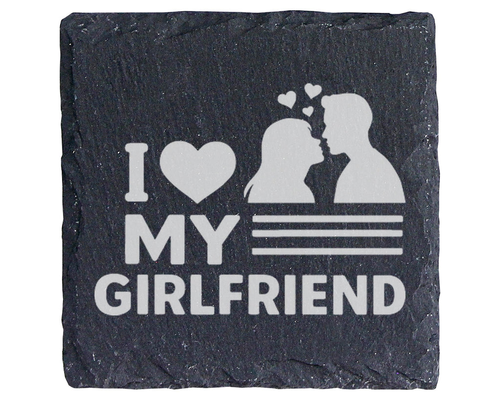 Schiefer Untersetzer I Love My Girlfriend Paar Herz - Geschenk für Fre – Bild 1
