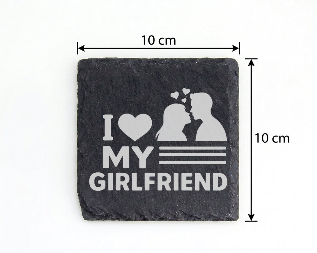 Schiefer Untersetzer I Love My Girlfriend Paar Herz - Geschenk für Fre – Bild 4