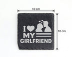Schiefer Untersetzer I Love My Girlfriend Paar Herz - Geschenk für Fre – Bild 4