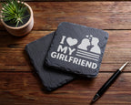 Schiefer Untersetzer I Love My Girlfriend Paar Herz - Geschenk für Fre – Bild 5