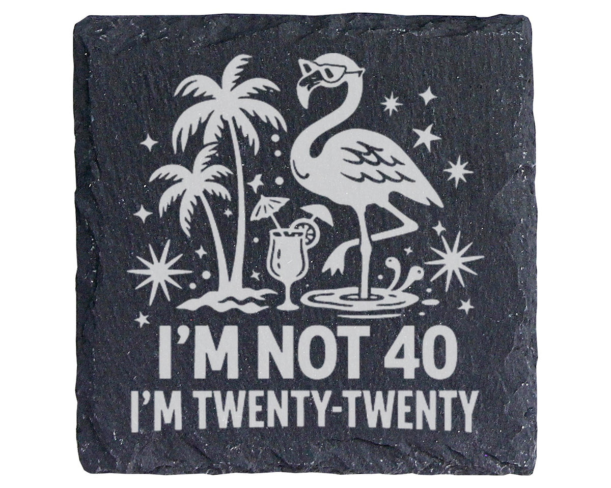 Schiefer Untersetzer Flamingo Not 40 Twenty-Twenty - Geschenk zum Gebu – Bild 1