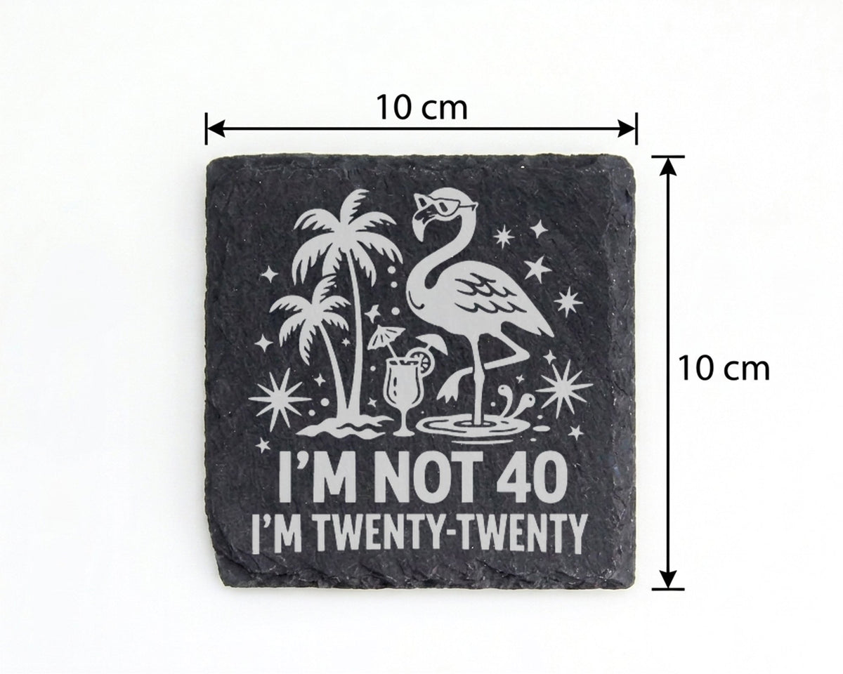 Schiefer Untersetzer Flamingo Not 40 Twenty-Twenty - Geschenk zum Gebu – Bild 4