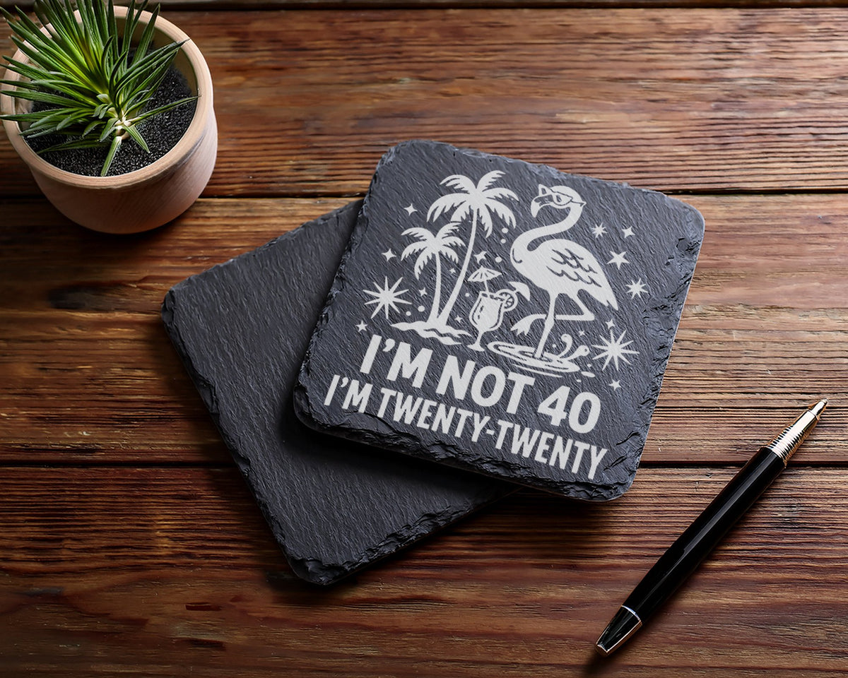Schiefer Untersetzer Flamingo Not 40 Twenty-Twenty - Geschenk zum Gebu – Bild 5