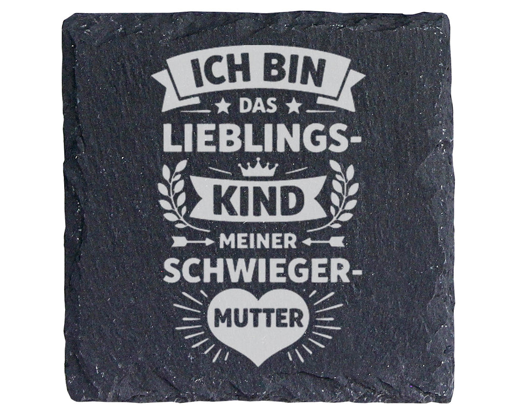 Schiefer Untersetzer Lieblingskind Meiner Schwiegermutter Spruch - Lus – Bild 1