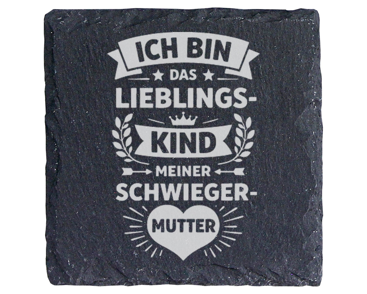 Schiefer Untersetzer Lieblingskind Meiner Schwiegermutter Spruch - Lus – Bild 1