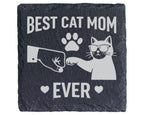 Schiefer Untersetzer Best Cat Mom Ever Faustgruß - Geschenk für Katzen – Bild 1