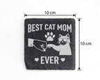 Schiefer Untersetzer Best Cat Mom Ever Faustgruß - Geschenk für Katzen – Bild 4