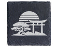 Schiefer Untersetzer Japan Motiv Mit Torii Und Bonsai Baum - Geschenk  – Bild 1