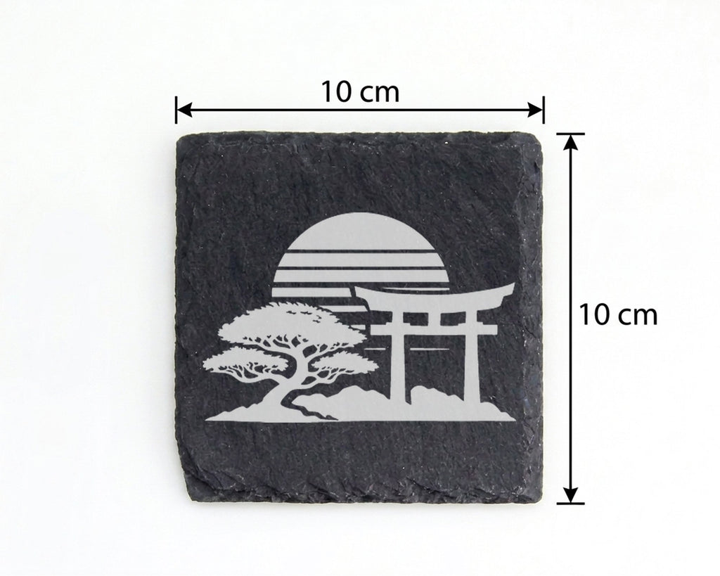 Schiefer Untersetzer Japan Motiv Mit Torii Und Bonsai Baum - Geschenk  – Bild 4