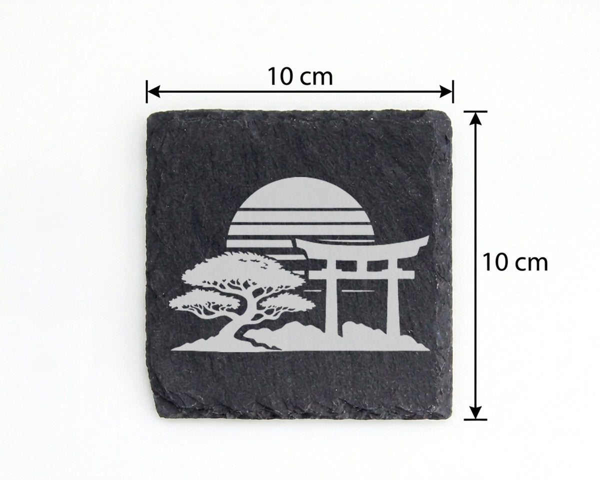 Schiefer Untersetzer Japan Motiv Mit Torii Und Bonsai Baum - Geschenk  – Bild 4