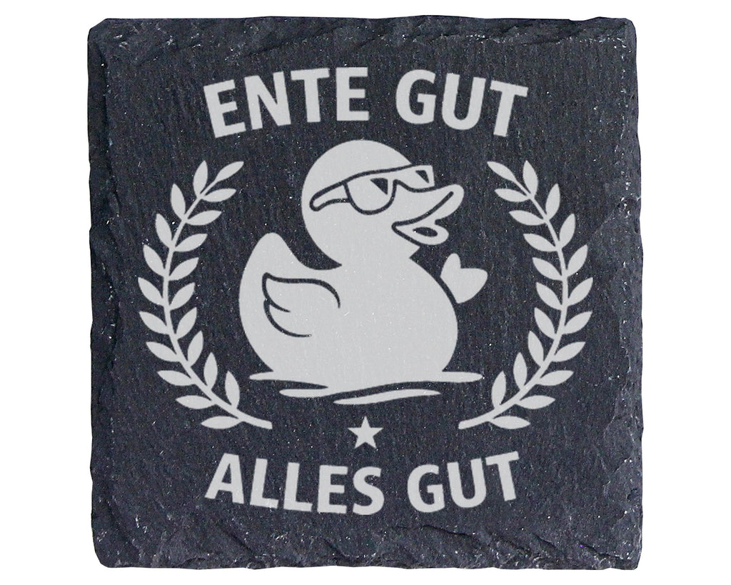 Schiefer Untersetzer Gummiente Ente Gut Alles - Witziges Geschenk für  – Bild 1