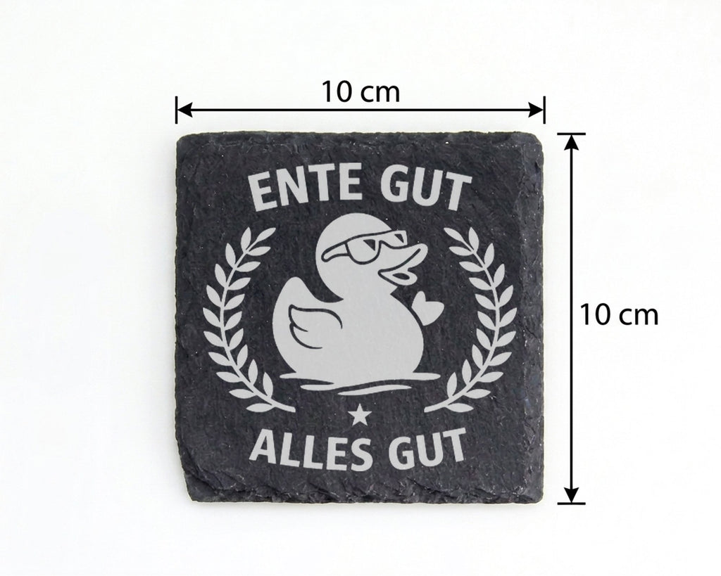 Schiefer Untersetzer Gummiente Ente Gut Alles - Witziges Geschenk für  – Bild 4