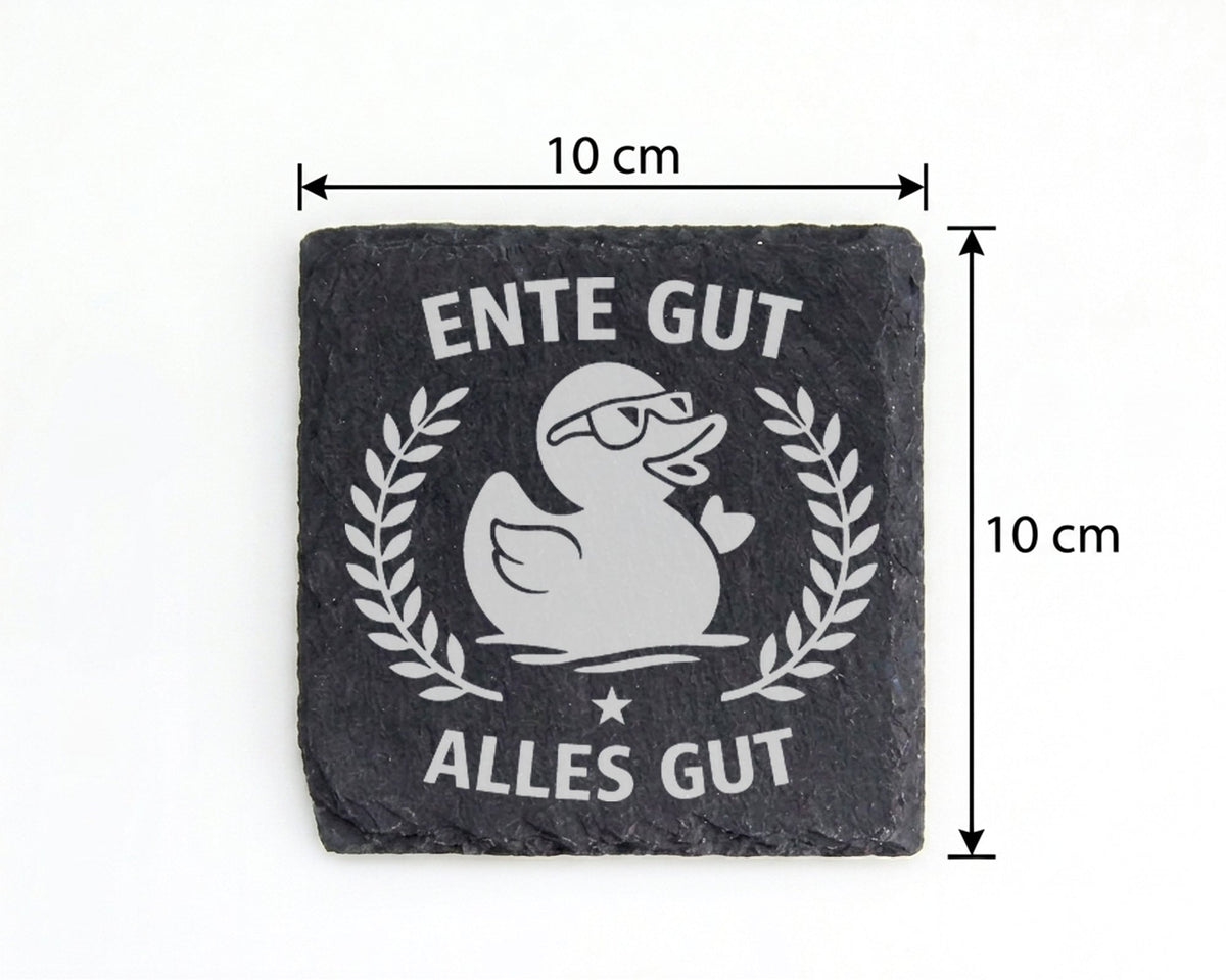 Schiefer Untersetzer Gummiente Ente Gut Alles - Witziges Geschenk für  – Bild 4