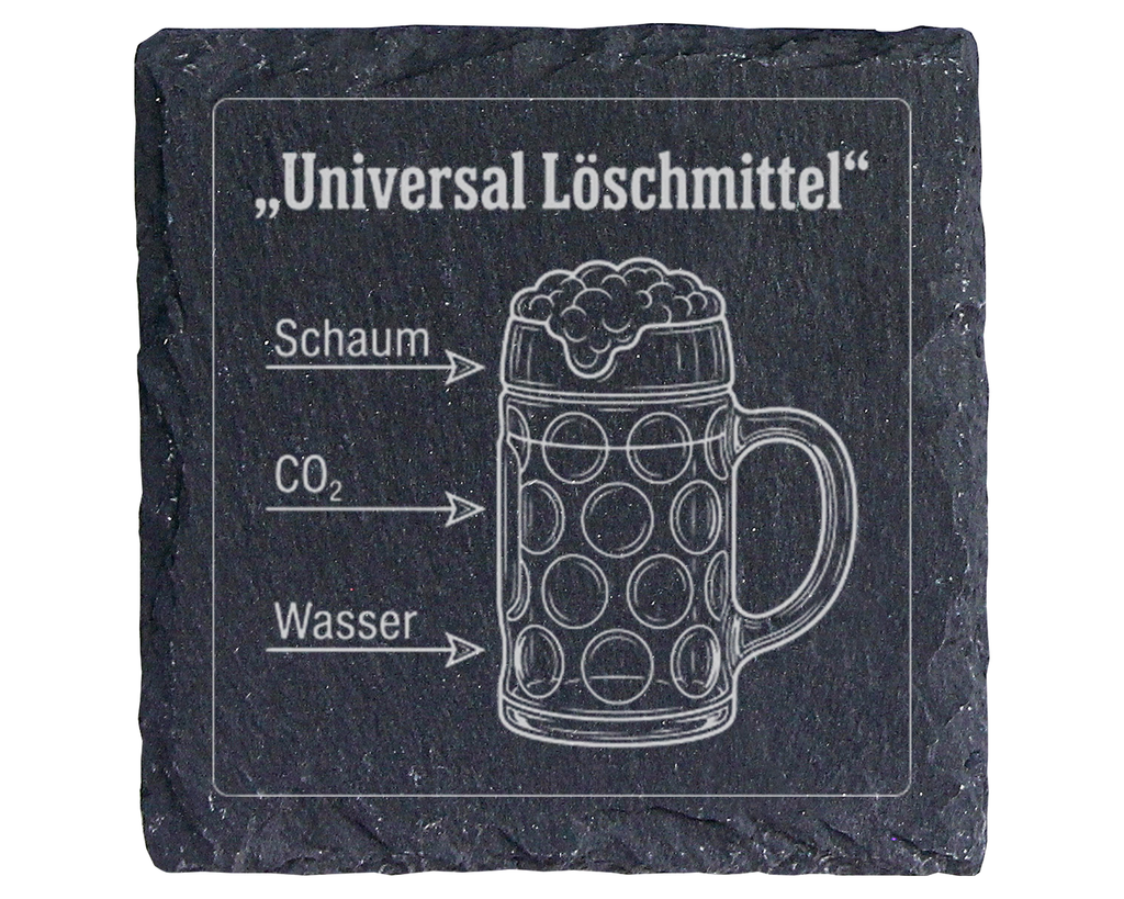 Schiefertafel Untersetzer Universal Löschmittel Bier, Feuerwehr Gesche – Bild 1