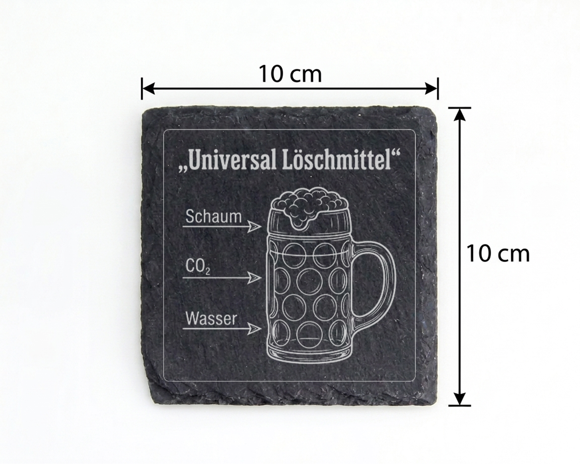Schiefertafel Untersetzer Universal Löschmittel Bier, Feuerwehr Gesche – Bild 4