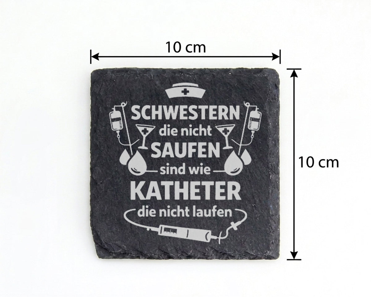 Schiefer Untersetzer Spruch Schwestern Saufen Sind Wie Katheter - Lust – Bild 4