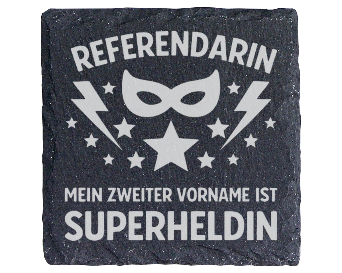 Schiefer Untersetzer Referendarin Mein Zweiter Vorname Ist Superheldin – Bild 1