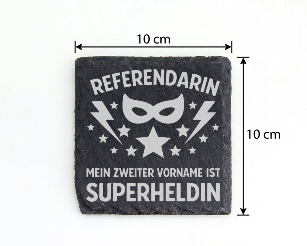 Schiefer Untersetzer Referendarin Mein Zweiter Vorname Ist Superheldin – Bild 4