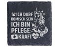 Schiefer Untersetzer Einhorn Ich Darf Komisch Sein - Geschenk für Pfle – Bild 1