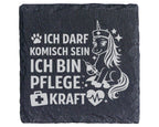 Schiefer Untersetzer Einhorn Ich Darf Komisch Sein - Geschenk für Pfle – Bild 1
