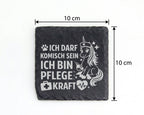 Schiefer Untersetzer Einhorn Ich Darf Komisch Sein - Geschenk für Pfle – Bild 4