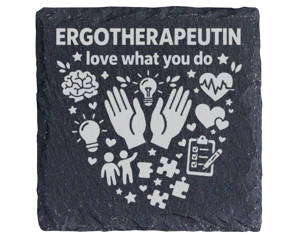 Schiefer Untersetzer Ergotherapeutin Love What You Do - Geschenk Für T – Bild 1