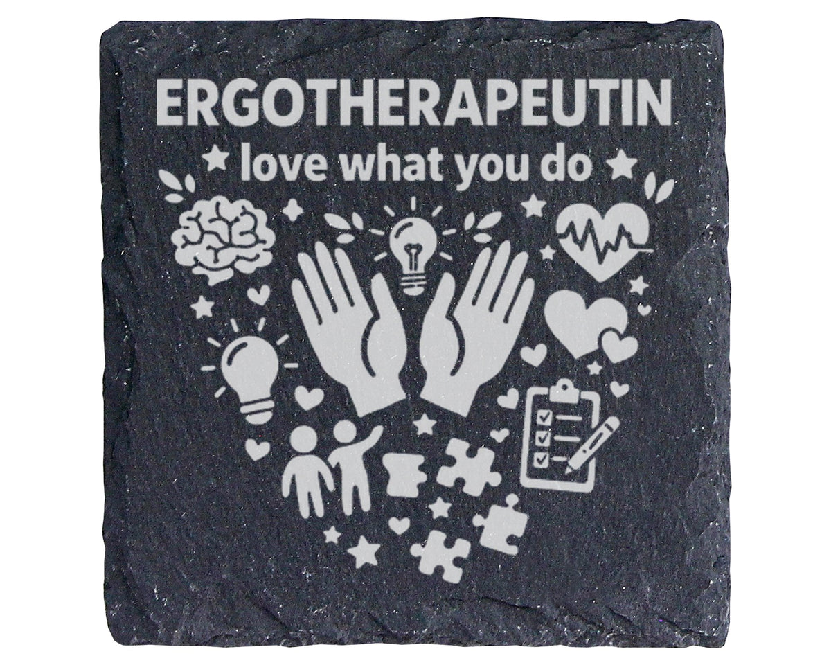 Schiefer Untersetzer Ergotherapeutin Love What You Do - Geschenk Für T – Bild 1