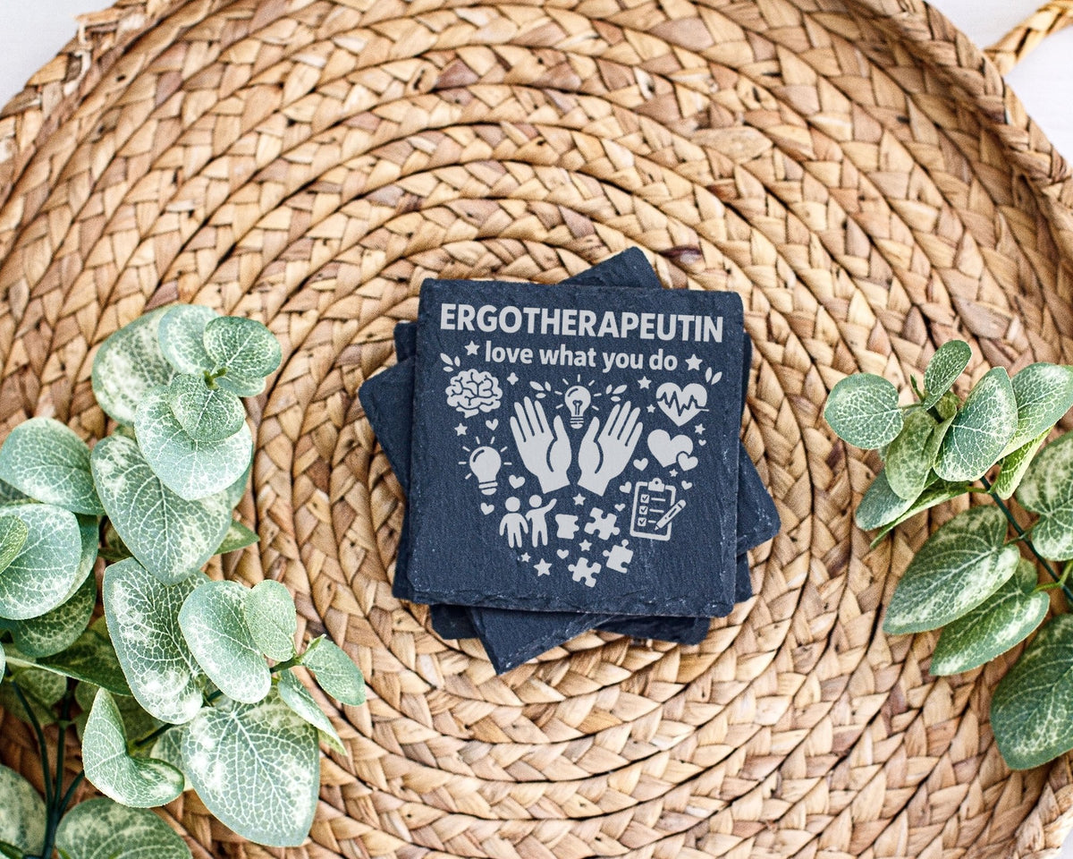 Schiefer Untersetzer Ergotherapeutin Love What You Do - Geschenk Für T – Bild 3