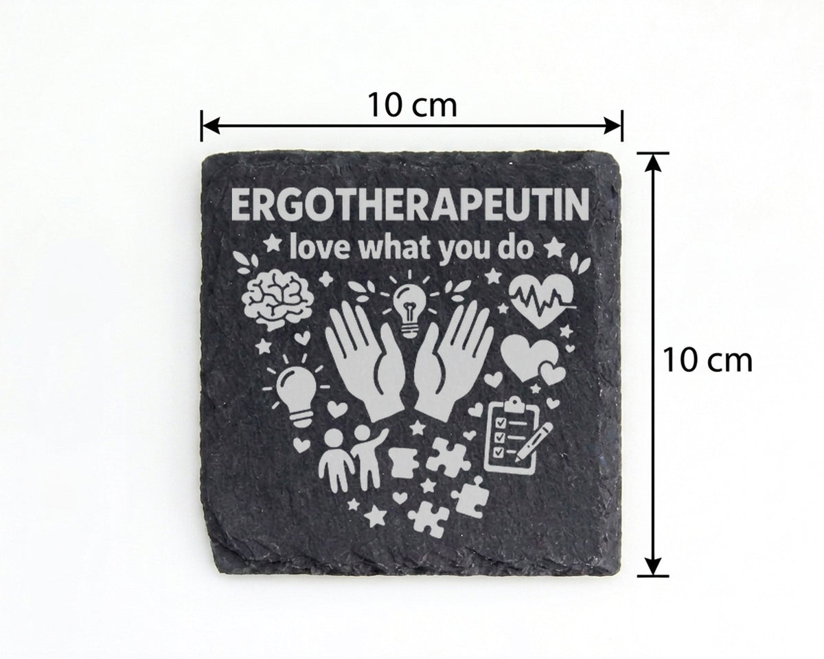 Schiefer Untersetzer Ergotherapeutin Love What You Do - Geschenk Für T – Bild 4