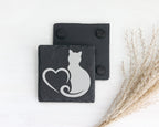 Schiefer Untersetzer Katze Mit Herz - Geschenk für Katzenliebhaber Fra – Bild 2