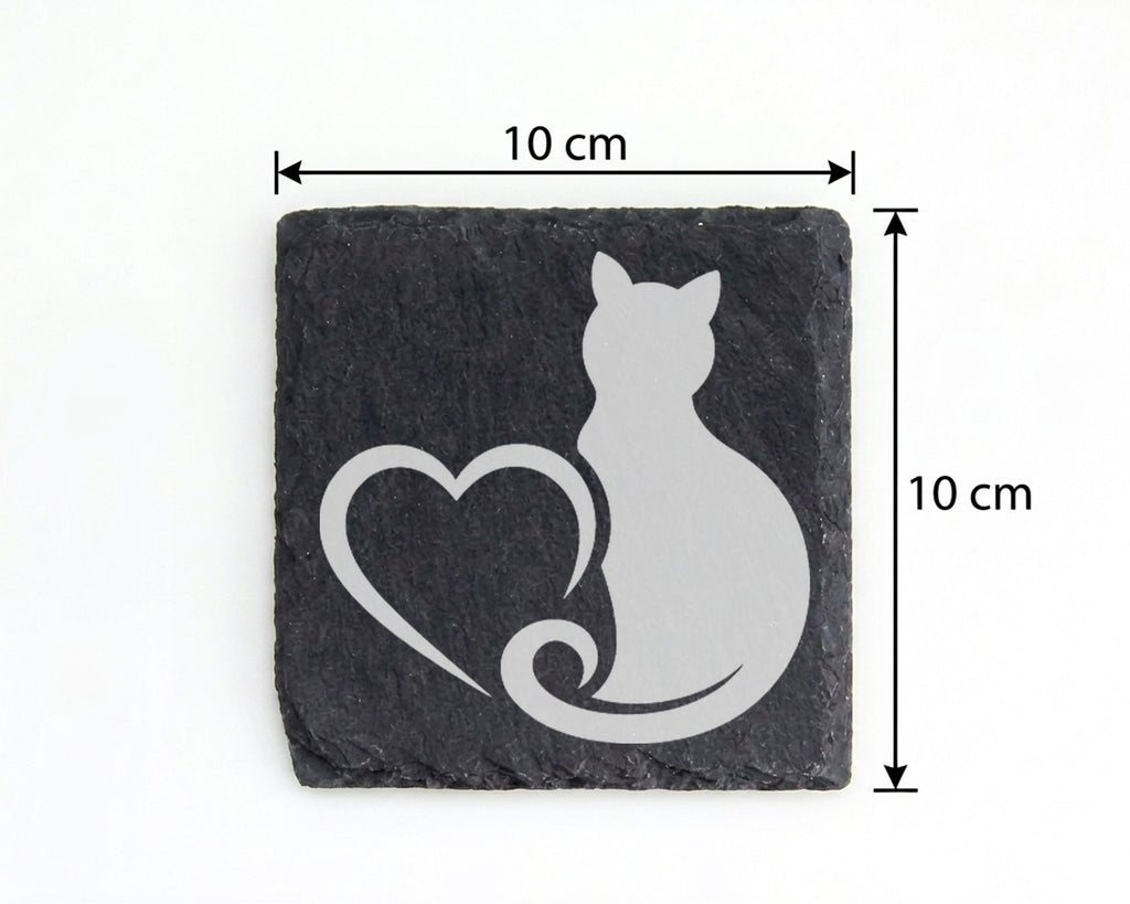 Schiefer Untersetzer Katze Mit Herz - Geschenk für Katzenliebhaber Fra – Bild 4