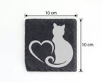 Schiefer Untersetzer Katze Mit Herz - Geschenk für Katzenliebhaber Fra – Bild 4