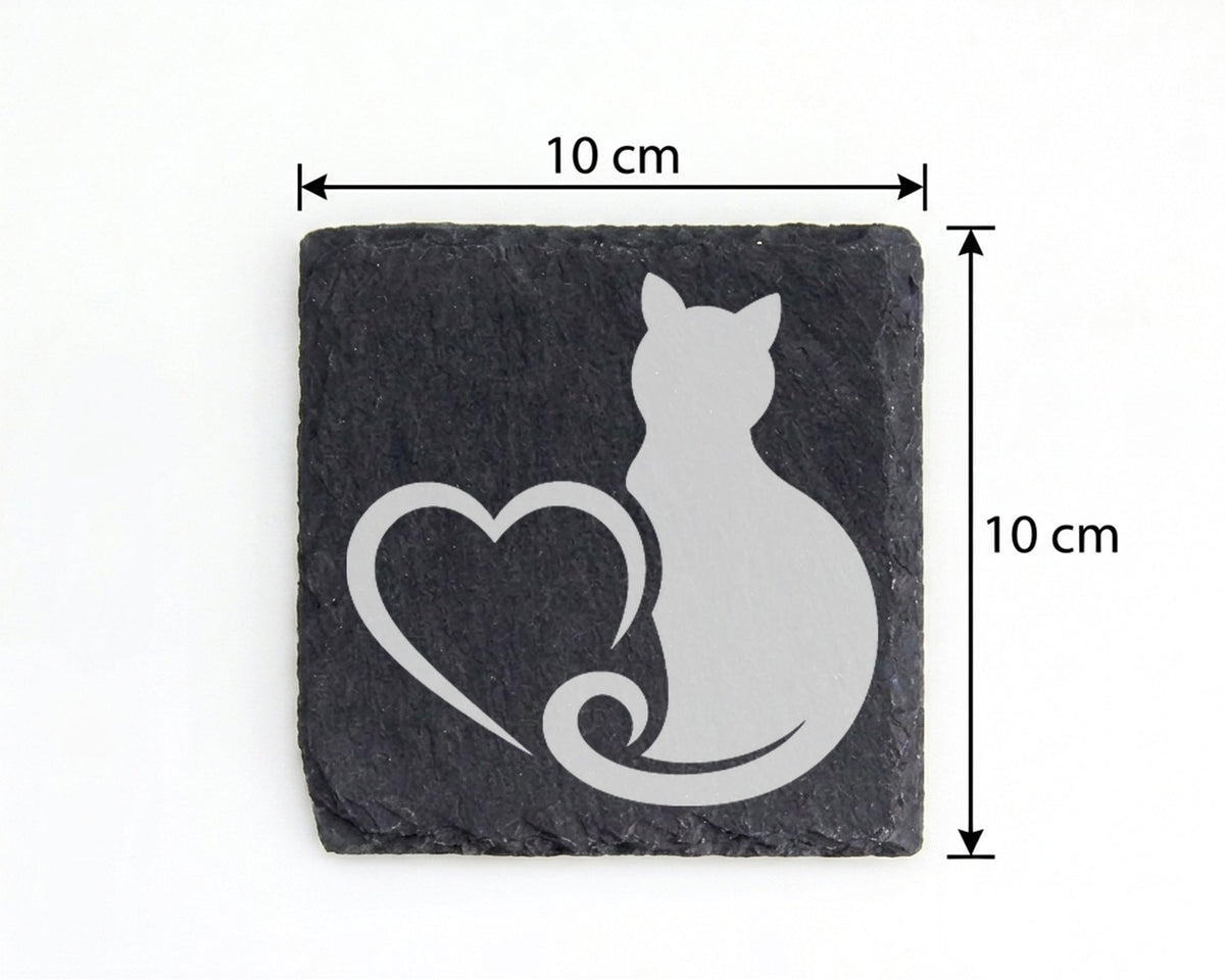 Schiefer Untersetzer Katze Mit Herz - Geschenk für Katzenliebhaber Fra – Bild 4
