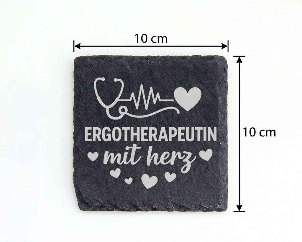 Schiefer Untersetzer Ergotherapeutin Mit Herz - Geschenk Für Kollegin  – Bild 4