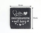 Schiefer Untersetzer Ergotherapeutin Mit Herz - Geschenk Für Kollegin  – Bild 4