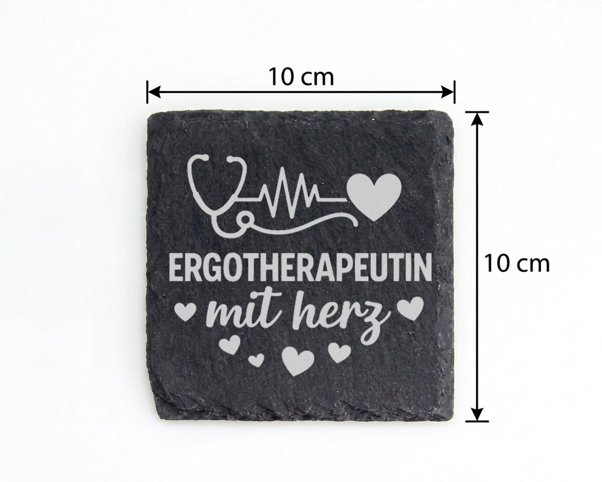 Schiefer Untersetzer Ergotherapeutin Mit Herz - Geschenk Für Kollegin  – Bild 4