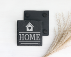 Schiefertafel Untersetzer HOME Haus mit Herz, Deko für neues Zuhause,  – Bild 2