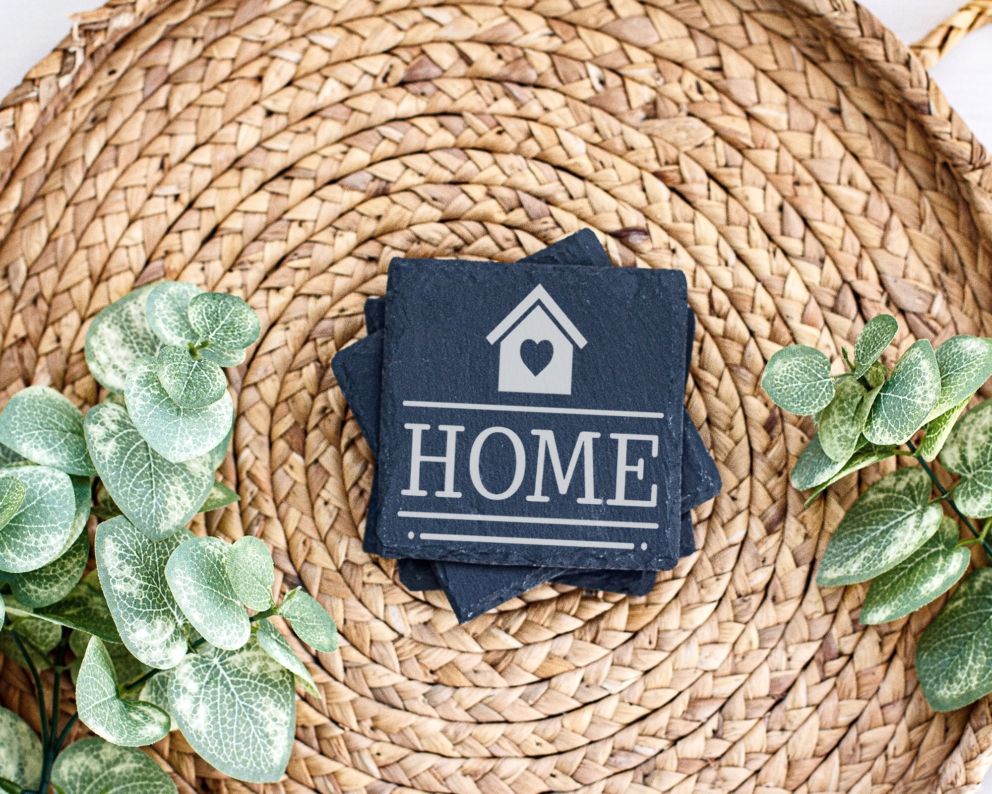 Schiefertafel Untersetzer HOME Haus mit Herz, Deko für neues Zuhause,  – Bild 3