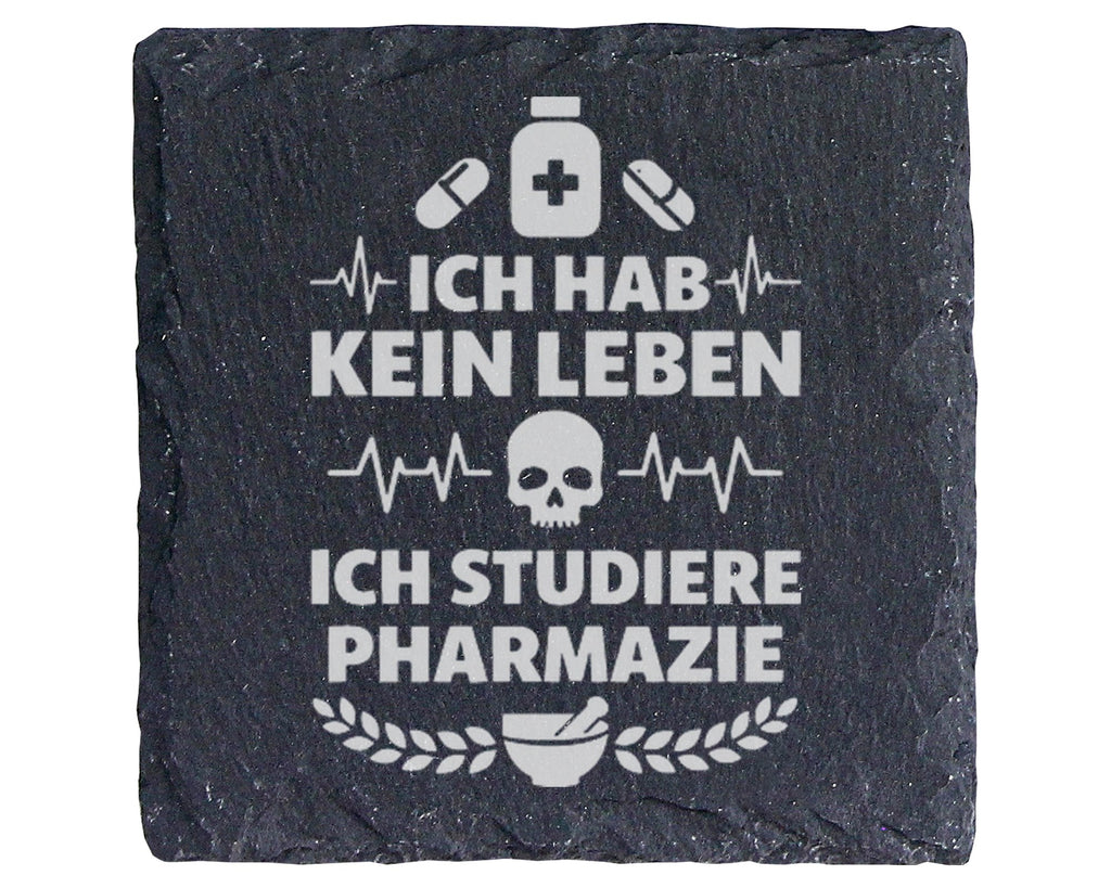 Schiefer Untersetzer Pharmazie Spruch Kein Leben - Geschenk für Studen – Bild 1