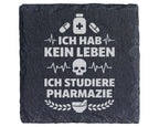 Schiefer Untersetzer Pharmazie Spruch Kein Leben - Geschenk für Studen – Bild 1