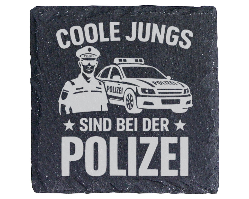 Schiefer Untersetzer Polizei Coole Jungs Spruch - Geschenk für Polizis – Bild 1
