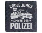 Schiefer Untersetzer Polizei Coole Jungs Spruch - Geschenk für Polizis – Bild 1