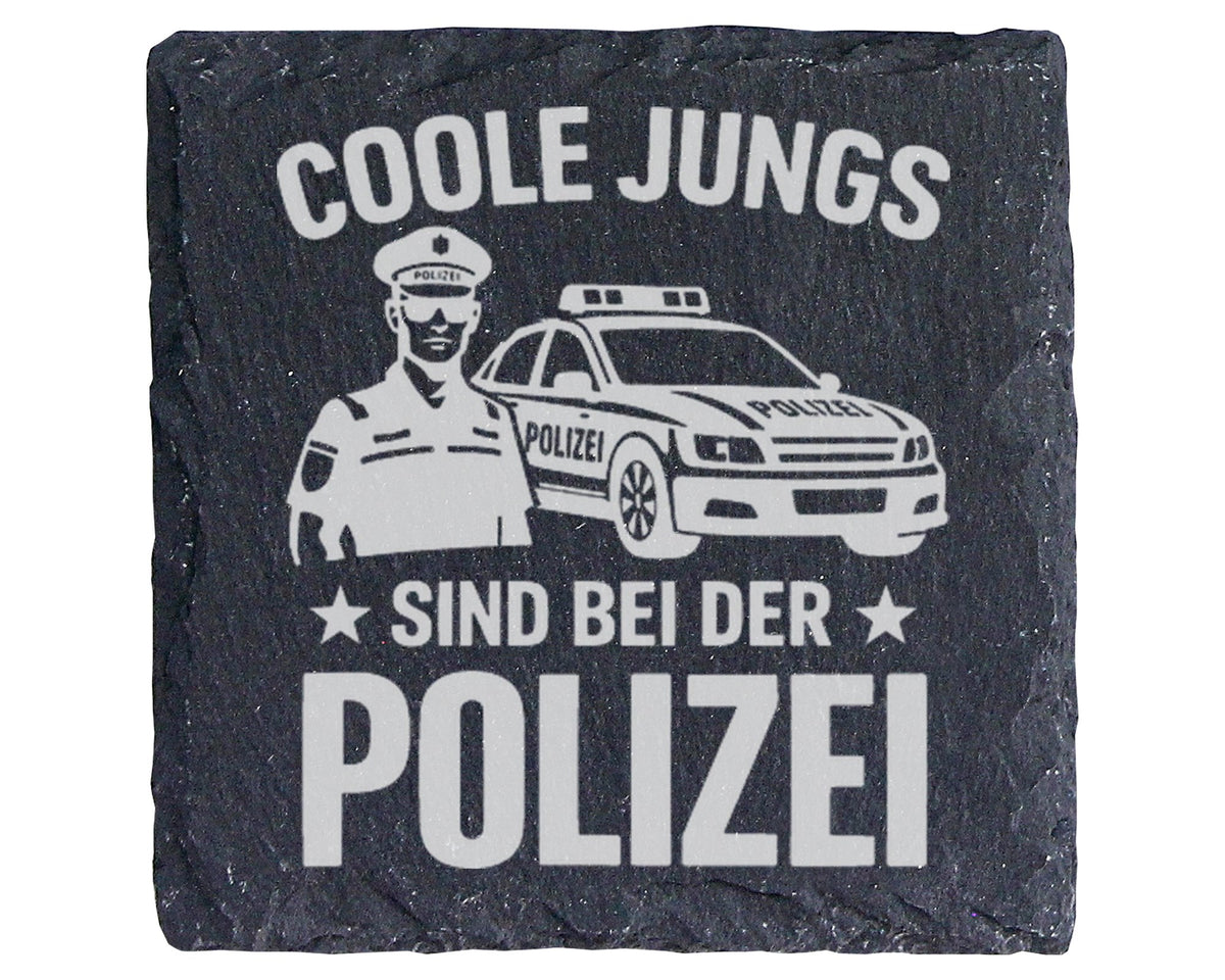 Schiefer Untersetzer Polizei Coole Jungs Spruch - Geschenk für Polizis – Bild 1