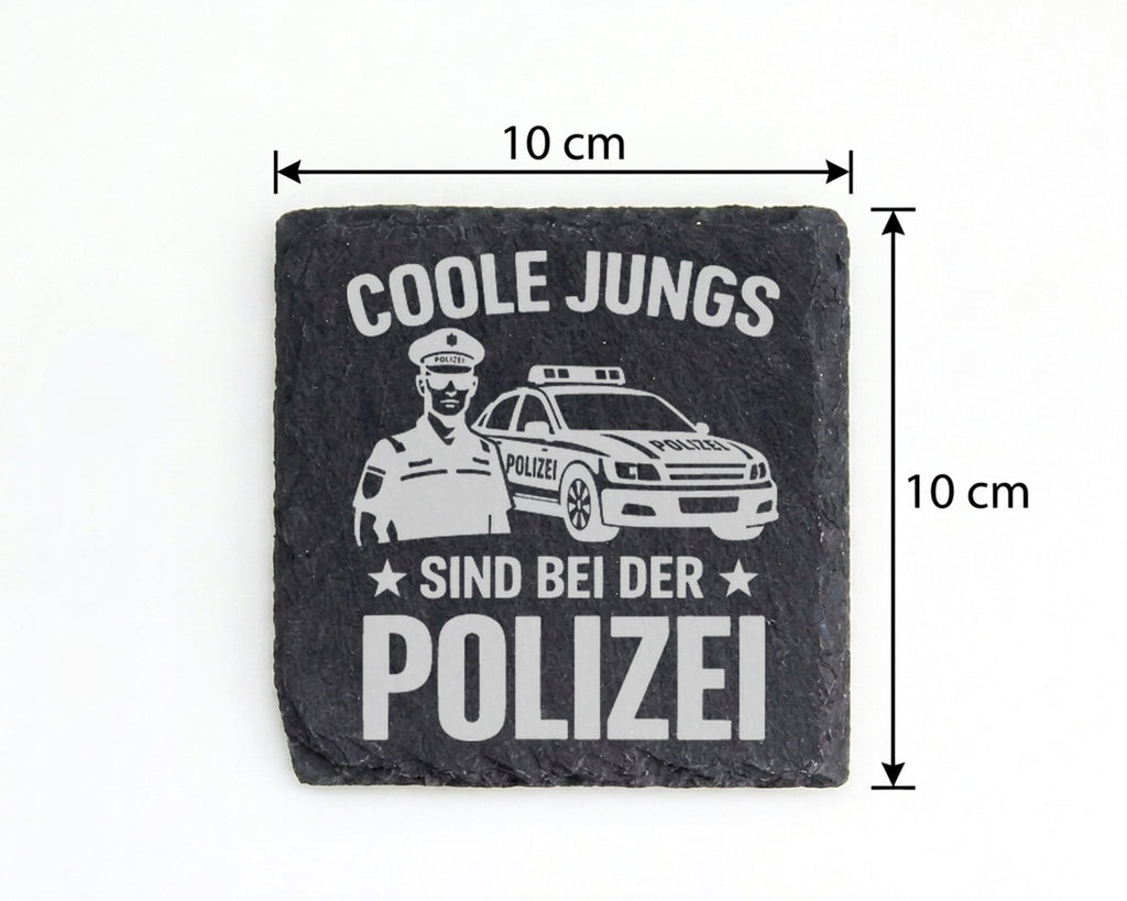 Schiefer Untersetzer Polizei Coole Jungs Spruch - Geschenk für Polizis – Bild 4