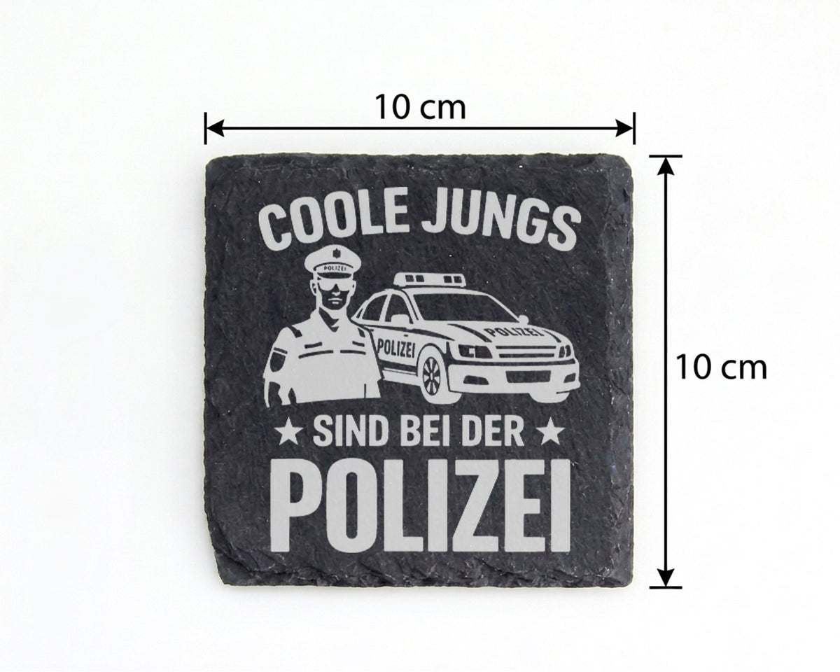Schiefer Untersetzer Polizei Coole Jungs Spruch - Geschenk für Polizis – Bild 4