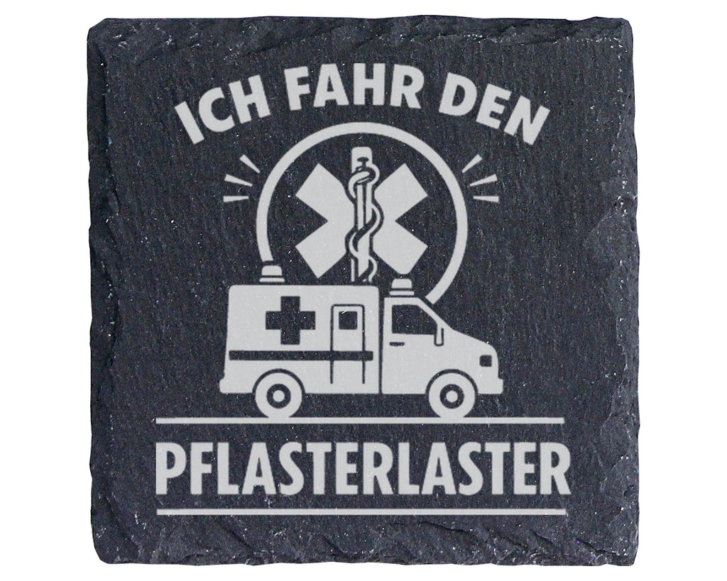 Schiefer Untersetzer Krankenwagen Ich Fahr Den Pflasterlaster - Gesche – Bild 1