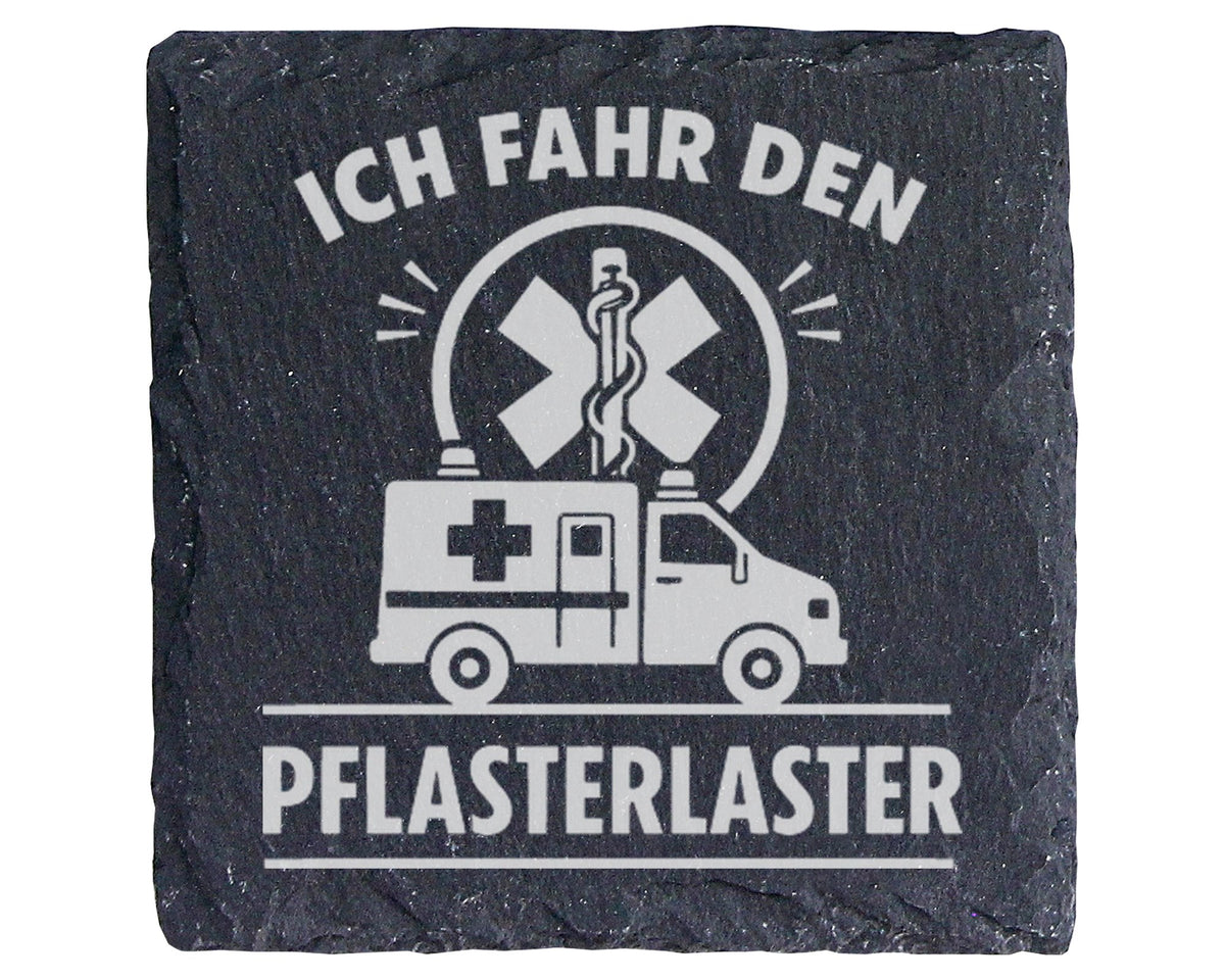 Schiefer Untersetzer Krankenwagen Ich Fahr Den Pflasterlaster - Gesche – Bild 1