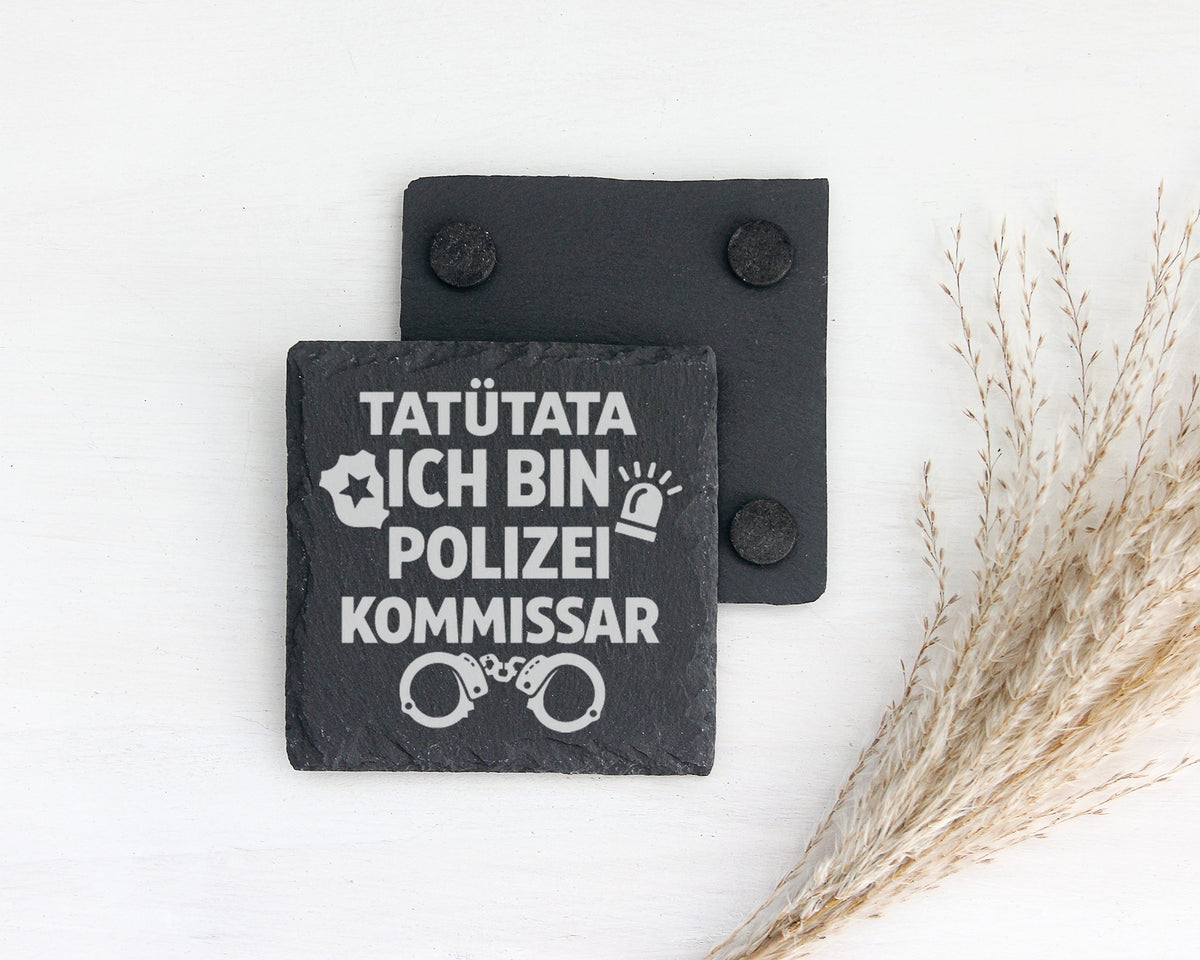 Schiefer Untersetzer Polizei Kommissar Tatütata Ich Bin - Lustiges Ges – Bild 2