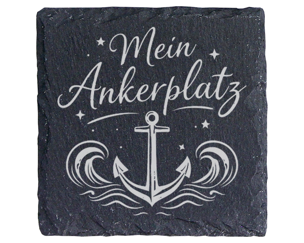 Schiefertafel Untersetzer Mein Ankerplatz maritim Geschenk für Segler  – Bild 1