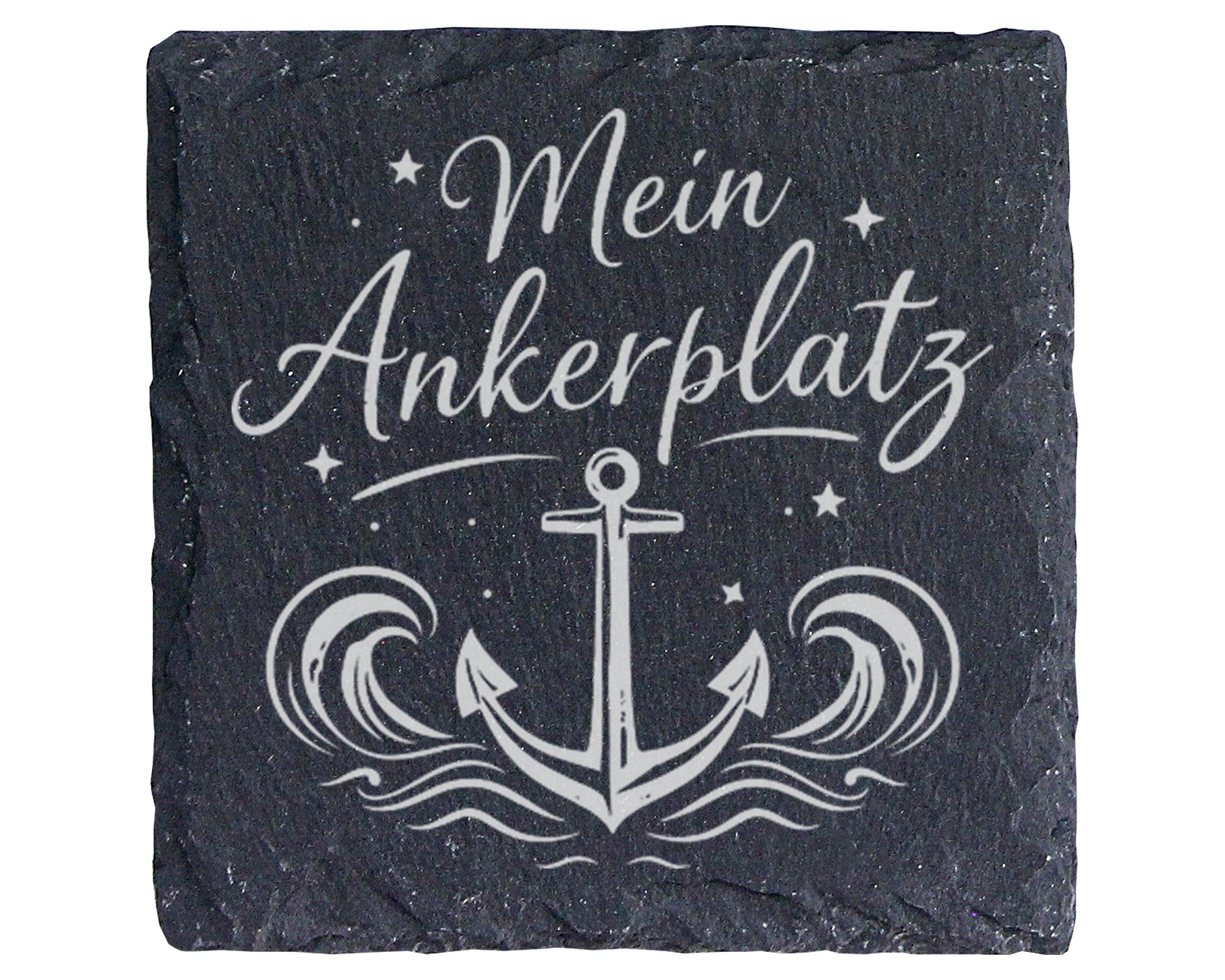 Schiefertafel Untersetzer Mein Ankerplatz maritim Geschenk für Segler  – Bild 1